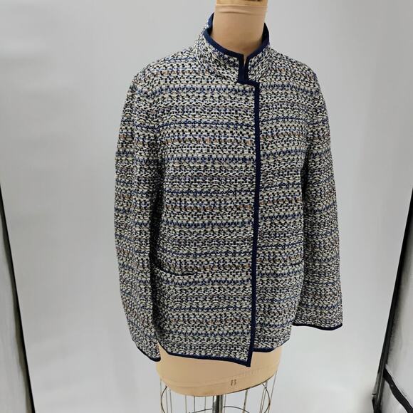LAFAYETTE 148 Regatta Multi color Cotton Blend Snap Button Jacket tweed academia - Picture 3 of 12